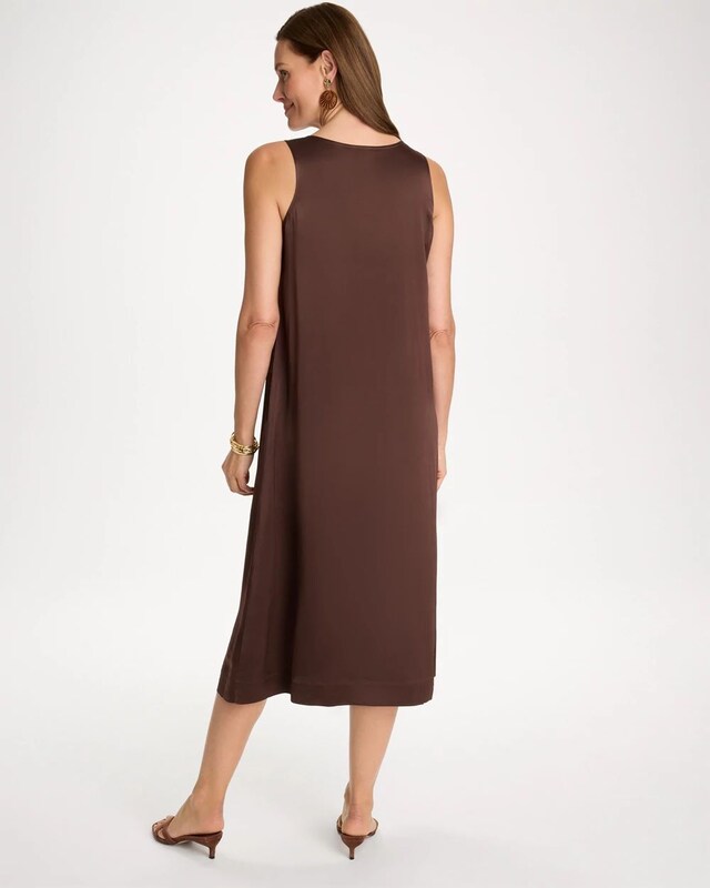 Faux Satin Sleeveless Dress - image 3